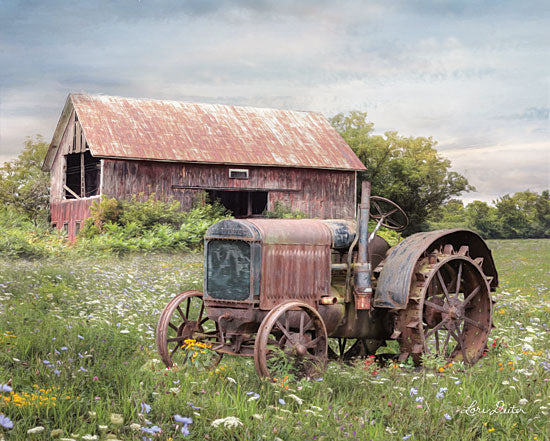 Lori Deiter LD1523 - Clayton Tractor - 16x12 Barn, Tractor, Wildflowers, Field, Antiques, Farm, Clayton from Penny Lane