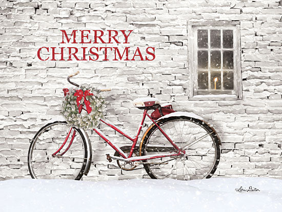 Lori Deiter LD1589 - LD1589 - Merry Christmas Bicycle   - 16x12 Signs, Typography, Snow, Christmas, Bicycle, Wreath, Window, Candle from Penny Lane