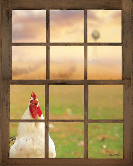 Lori Deiter LD1602 - Alarm Clock - 12x16 Window, Farm, Rooster, Photography from Penny Lane