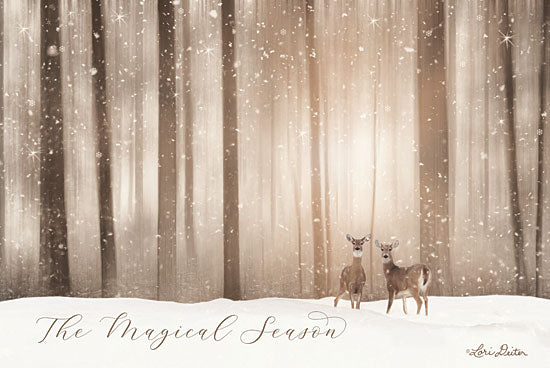 Lori Deiter LD1622 - The Magical Season - 18x12 The Magical Season, Deer, Snow, Forest, Winter, Calligraphy from Penny Lane