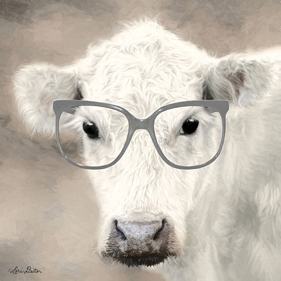 Lori Deiter LD1679 - See Clearly Cow  - 12x12 Cow, Glasses, Farm, Humorous, Portrait from Penny Lane