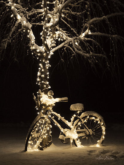 Lori Deiter LD1683GP - Snowy Bicycle Bicycle, Bike, Lights, String of Lights, Tree, Winter, Snow from Penny Lane