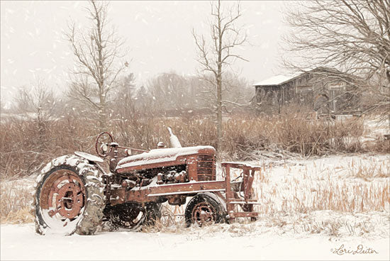 Lori Deiter LD1693GP - Snow Covered Tractor, Field, Farm, Barn, Snow, Winter, Photography from Penny Lane