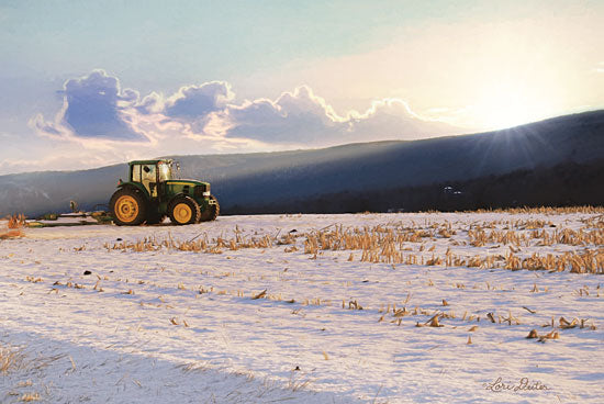 Lori Deiter LD1694 - Waiting - 18x12 Tractor, Field, Farm, Barn, Snow, Winter, Photography from Penny Lane
