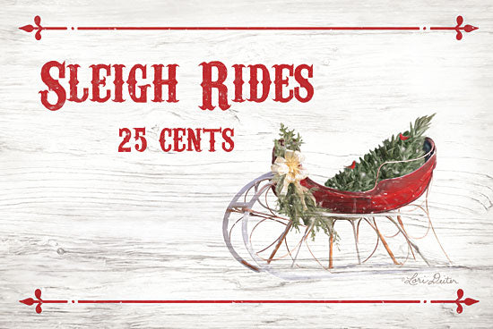 Lori Deiter LD1706 - Sleigh Rides 25 Cents - 18x12 Holidays, Sleigh, Sleigh Rides, Sign, Christmas Tree from Penny Lane