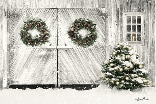 Lori Deiter LD1766 - LD1766 - Christmas Barn Doors - 18x12 Holidays, Barn Doors, Wreaths, Christmas Tree, Black & White from Penny Lane