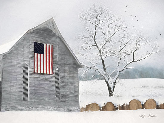 Lori Deiter LD1819 - LD1819 - Old Glory - 16x12 Barn, American Flag, Landscape, Tree, Winter, Americana from Penny Lane