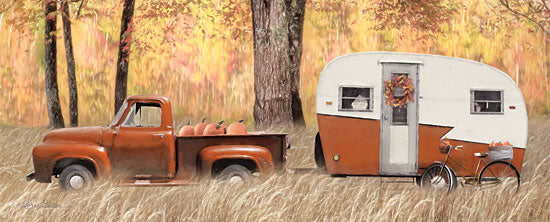 Lori Deiter LD1828 - LD1828 - Fall Camping with bike - 18x6 Fall, Camper, Bicycle, Vintage, Truck, Field from Penny Lane