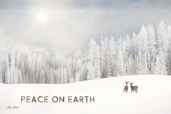 Lori Deiter LD1836 - LD1836 - Lava Mountain Snow Storm with Deer - 18x12 Signs, Typography, Peace On Earth, Deer, Trees, Snow, Winter from Penny Lane