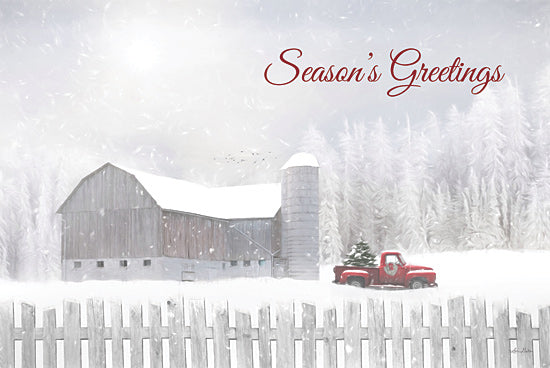 Lori Deiter LD1860 - LD1860 - Season's Greetings with Truck - 18x12 Signs, Typography, Christmas, Christmas Tree, Truck, Barn, Silo from Penny Lane