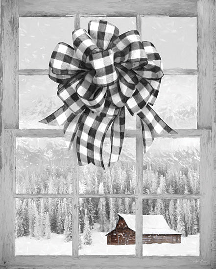 Lori Deiter LD1867 - LD1867 - Christmas Barn with Bow - 12x16 Window, Bow, Christmas, Barn, Trees, Mountains from Penny Lane