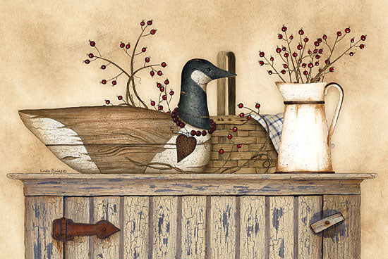 Linda Spivey LS1547 - Duck and Berry Still Life - Duck, Pitcher, Berries, Basket, Cabinet, Antiques from Penny Lane Publishing