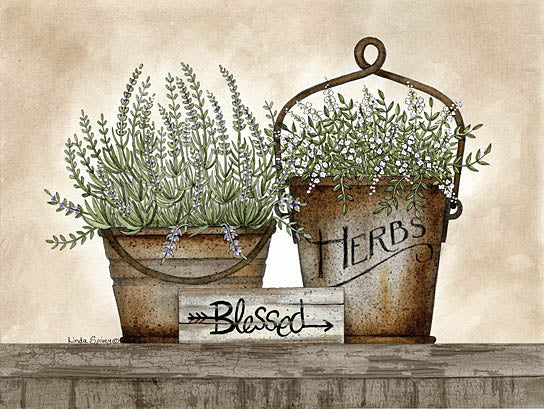 Linda Spivey LS1673 - Blessed Herbs - Galvanized Buckets, Blessed, Herbs, from Penny Lane Publishing