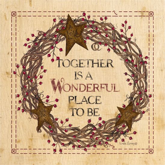 Linda Spivey LS1699 - Together is a Wonderful Place to Be Together, Grapevine Wreath, Rusty Stars, Rustic, Berries from Penny Lane