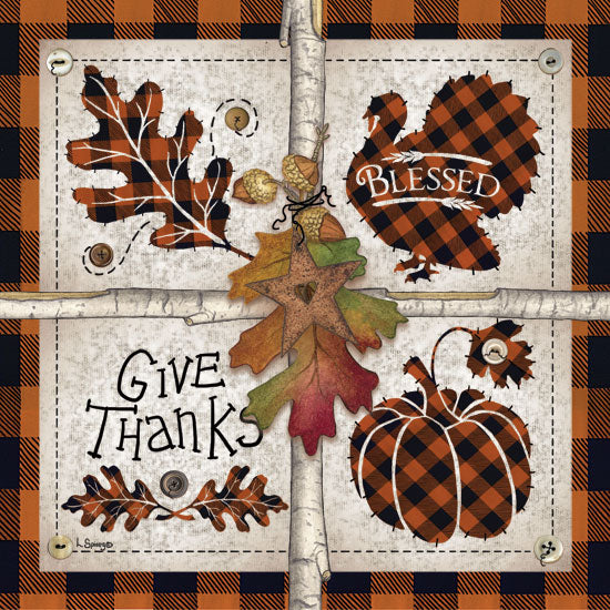 Linda Spivey LS1706 - Autumn Four Square Give Thanks Autumn, Buffalo Plaid, Thanksgiving, Harvest, Pumpkins, Icons, Signs from Penny Lane