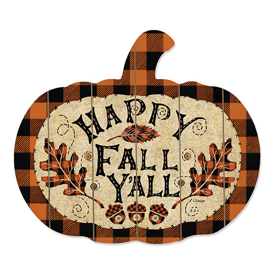 Linda Spivey LS1718PUMP - Happy Fall Happy Fall Y'all, Pumpkin, Buffalo Plaid, Leaves, Autumn, Thanksgiving from Penny Lane