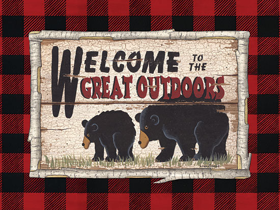 Linda Spivey LS1733 - Plaid and Bears - 16x12 Welcome, Great Outdoors, Bears, Buffalo Plaid, Plaid, Birch Tree, Frame from Penny Lane