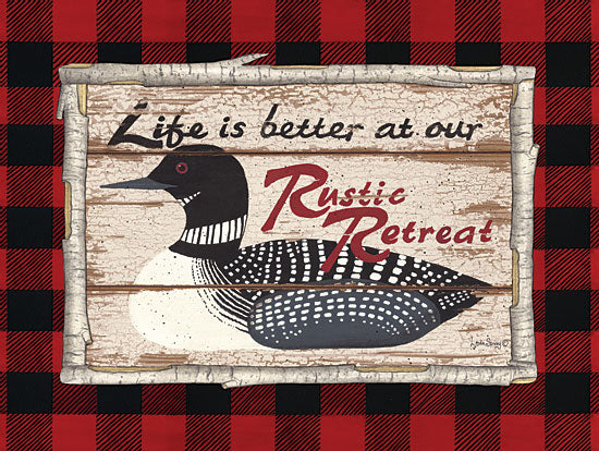 Linda Spivey LS1734 - Plaid and Loon - 16x12 Rustic Retreat, Loon, Duck, Buffalo Plaid, Birch Tree, Frame from Penny Lane