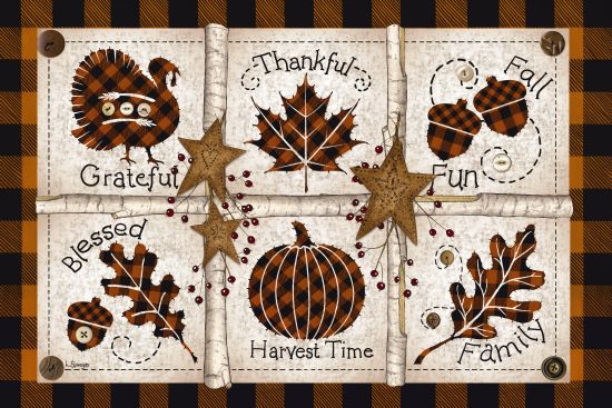Linda Spivey LS1736 - Autumn Icons - 18x12 Fall Icons, Iconography, Thanksgiving, Pumpkins, Turkey, Acorns, Leaves, Barn Stars from Penny Lane