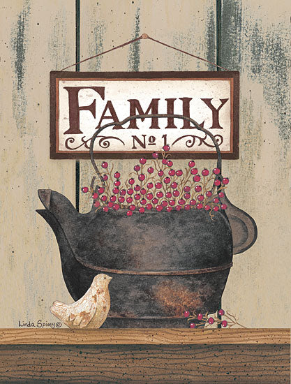 Linda Spivey LS1754 - Family No. 1 - 12x16 Family, Cast Iron, Berries, Bird, Still Life, Rustic from Penny Lane