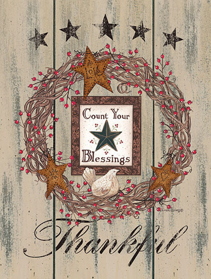 Linda Spivey LS1757 - Count Your Blessings - 12x16 Count Your Blessings, Wreath, Berries, Birds, Barn Star from Penny Lane