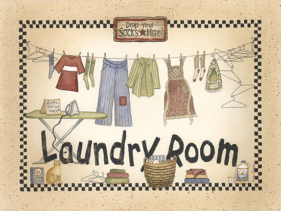 Linda Spivey LS929 - In the Laundry Room - Laundry Room, Clothes, Clothesline, Checkerboard from Penny Lane Publishing