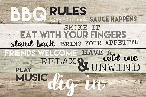 Marla Rae MA2584GP - BBQ Rules  - BBQ, Rules, Typography, Signs from Penny Lane Publishing