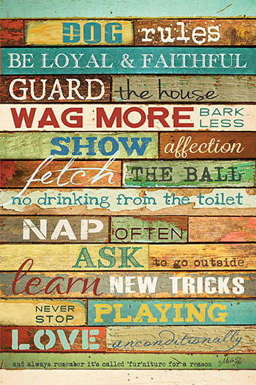 Marla Rae MA968 - Dog Rules - Dog, Rules, Typography, Wood Planks, Signs from Penny Lane Publishing