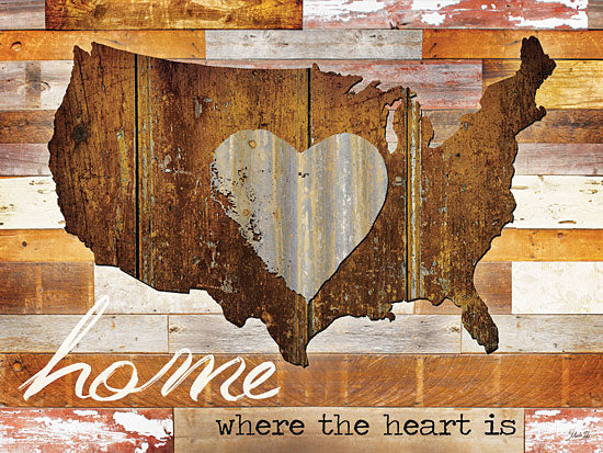 Marla Rae MA993 - Home - Where the Heart is I - Heart, USA, America, Home, Wood Planks from Penny Lane Publishing