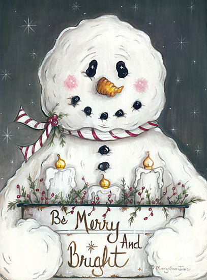 Mary Ann June MARY513 - Merry and Bright Snowman Snowman, Candles, Merry and Bright, Snow, Night from Penny Lane