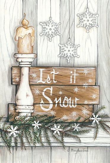 Mary Ann June MARY522 - Let It Snow Snowflakes - 12x18 Let It Snow, Candlestick, Candles, Snowflakes, Sign, Country French from Penny Lane