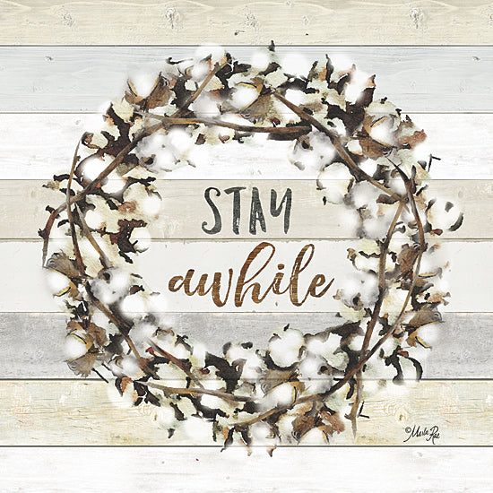 Marla Rae MAZ5002 - Stay Awhile Cotton Wreath - Cotton, Wreath, Signs from Penny Lane Publishing