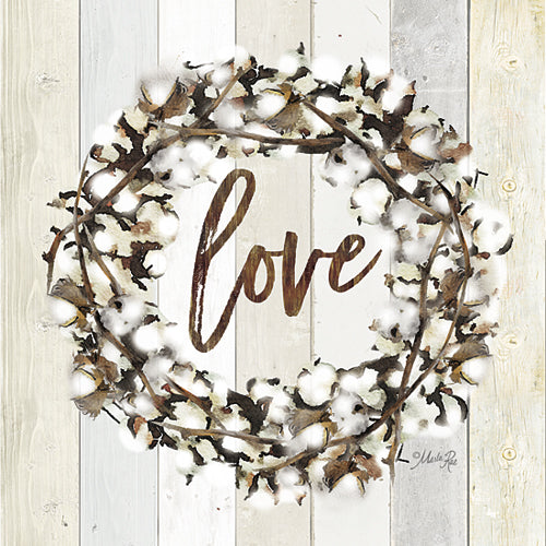 Marla Rae MAZ5003GP - Love Cotton Wreath - Inspirational, Wood Planks, Cotton, Love from Penny Lane Publishing