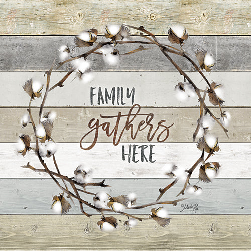 Marla Rae MAZ5022 - Family Gathers Here Cotton Wreath - Wreath, Cotton, Family from Penny Lane Publishing
