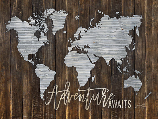 Marla Rae MAZ5028 - Adventure Awaits Metal Map - Adventure, Galvanized Metal, World Map, Continents from Penny Lane Publishing
