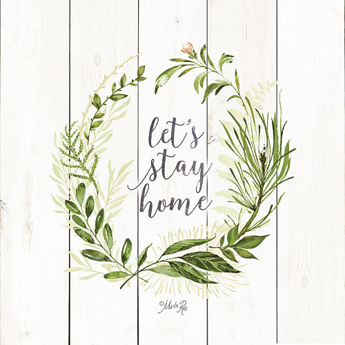 Marla Rae MAZ5067 - Let's Stay Home Wreath - Typography, Leaves, Wreath, Inspirational from Penny Lane Publishing