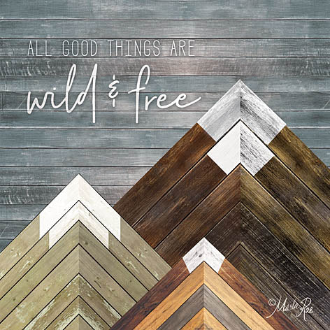 Marla Rae MAZ5171 - Wild & Free - Mountains, Wood Inlay, Neutral from Penny Lane Publishing