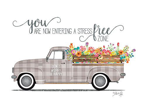 Marla Rae MAZ5184GP - Be Happy Vintage Truck - Flowers, Truck, Plaid, Signs from Penny Lane Publishing