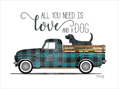 Marla Rae MAZ5191GP - Love and a Dog Vintage Truck - Love, Dog, Plaid, Truck, Signs from Penny Lane Publishing