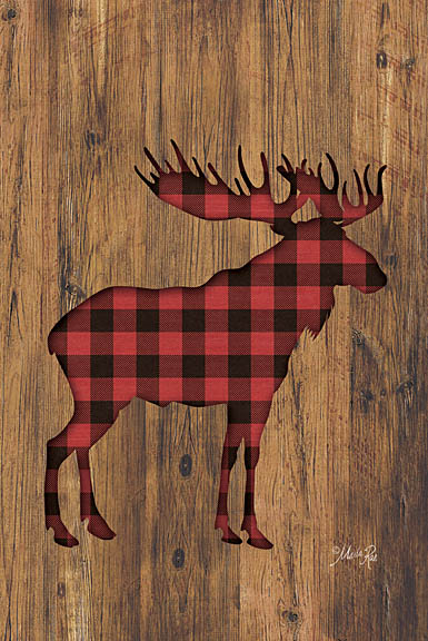 Marla Rae MAZ5197 - Buffalo Plaid Moose - Moose, Plaid, Silhouette, Wood from Penny Lane Publishing