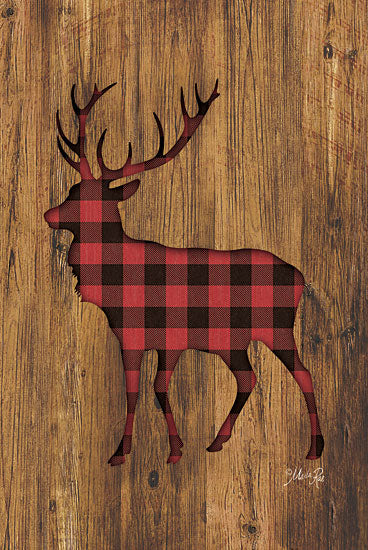 Marla Rae MAZ5198GP - Buffalo Plaid Deer - Deer, Plaid, Silhouette, Wood from Penny Lane Publishing