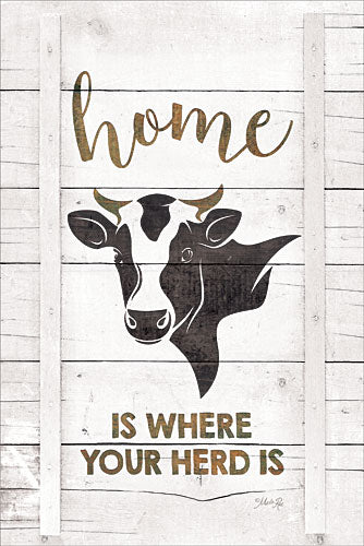Marla Rae MAZ5220 - Home is Where Your Herd Is - Home, Cow, Silhouette, Wood Planks from Penny Lane Publishing