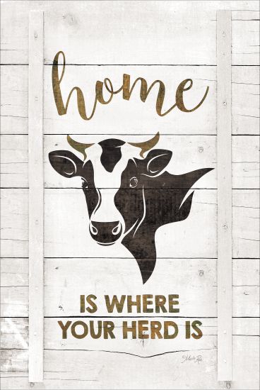 Marla Rae MAZ5220GP - Home is Where Your Herd Is - Home, Cow, Silhouette, Wood Planks from Penny Lane Publishing