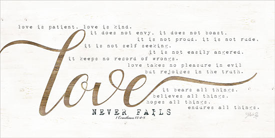 Marla Rae MAZ5256 - Love Never Fails - Love Never Fails, Calligraphy, Signs, Bible Verse from Penny Lane Publishing