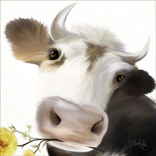 Marla Rae MAZ5352 - Flowers for You Cow, Flower, Yellow Rose, Roses, Portrait from Penny Lane