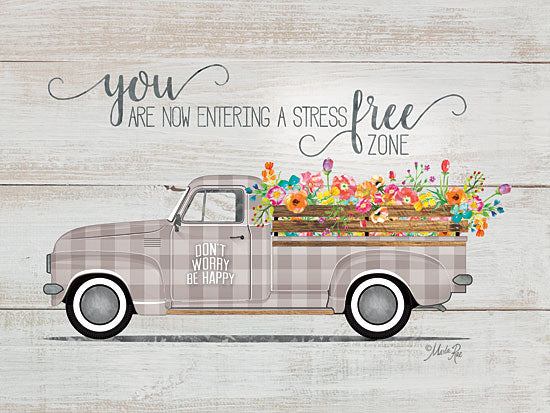 Marla Rae MAZ5358 - Be Happy Vintage Truck   - 16x12 Be Happy Vintage Truck, Antiques, Flowers, Shiplap, Truck, Calligraphy, Plaid from Penny Lane