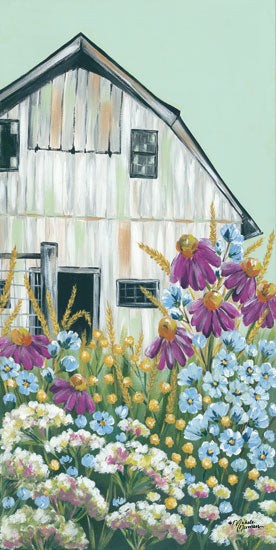 Michele Norman MN102 - Field Day on the Farm Barn, Wildflowers, Field, Triptych from Penny Lane