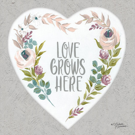 Michele Norman MN123 - Love Grows Here - 12x12 Love Grows Here, Heart, Flowers, Heart Wreath, Greenery from Penny Lane