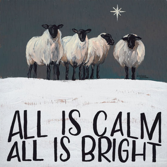Michele Norman MN155 - All is Calm All is Bright - 12x12 All is Calm All is Bright, Sheep, Star, Winter, Snow from Penny Lane