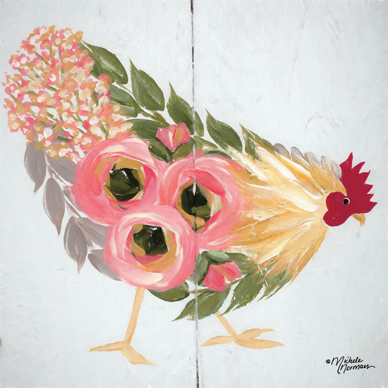 Michele Norman MN158 - Floral Hen on White - 12x12 Hen, Chicken, Flowers, Botanical, Farm, Whimsical from Penny Lane